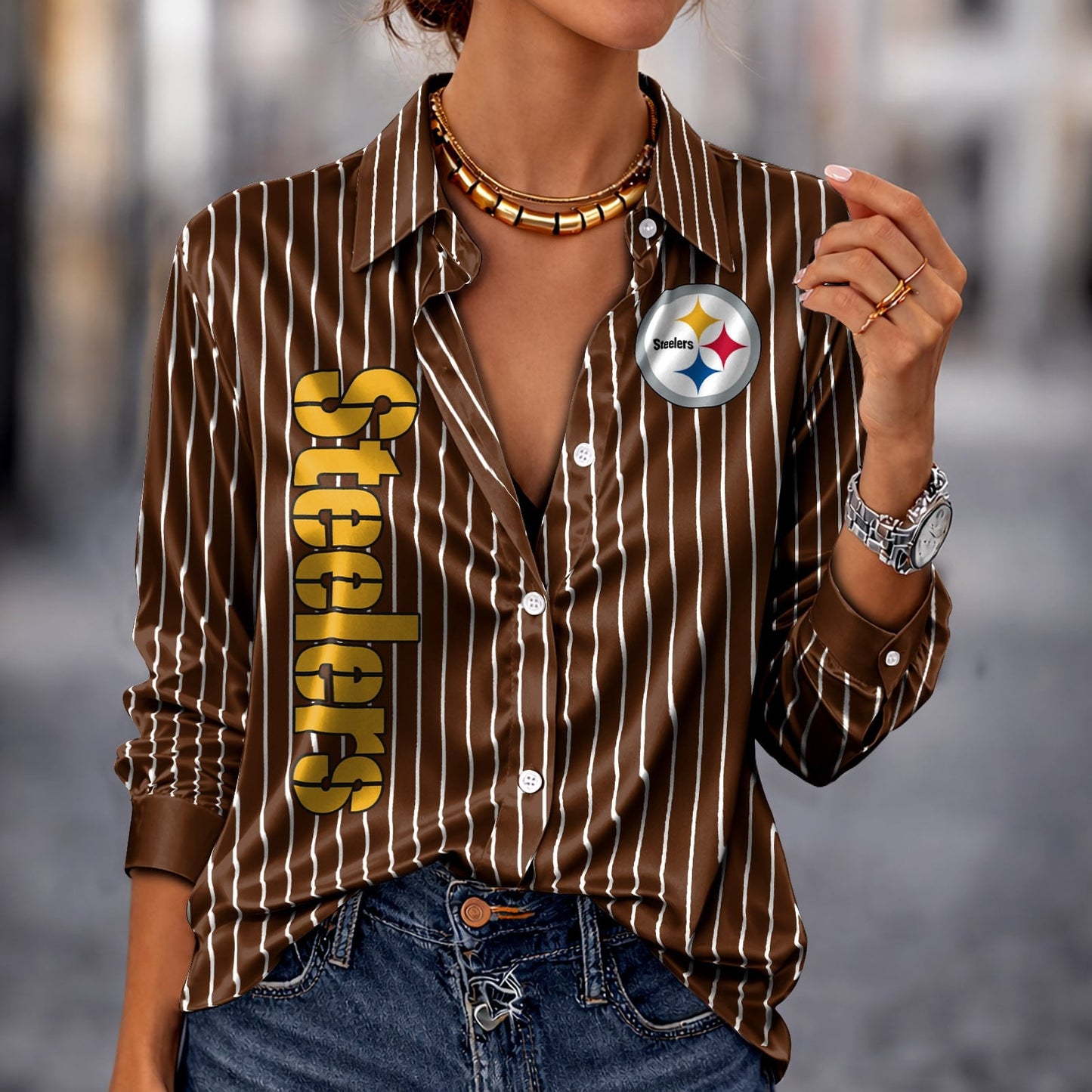 PREMIUM NFL X PIT Silk Women‘s Long Sleeved Shirt NDT NHM 190326