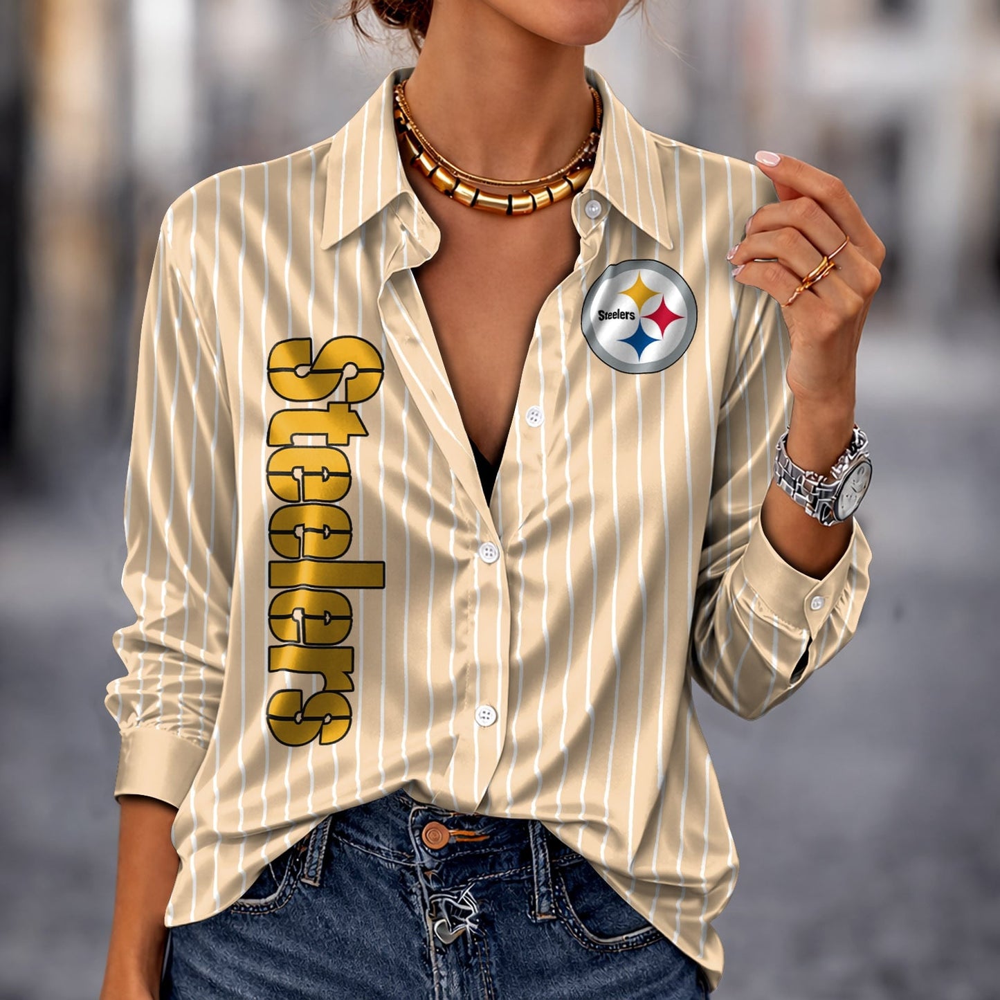 PREMIUM NFL X PIT Silk Women‘s Long Sleeved Shirt NDT NHM 190326