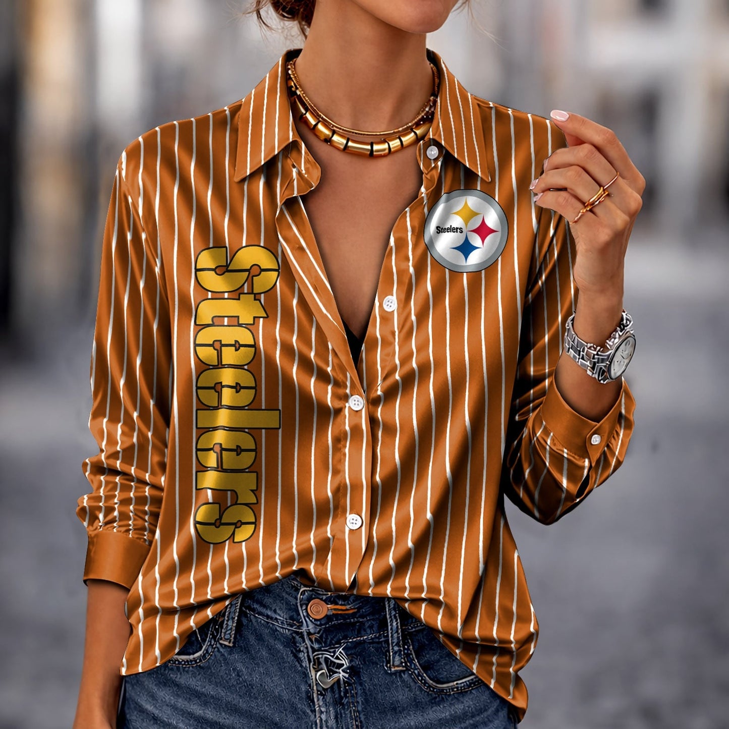 PREMIUM NFL X PIT Silk Women‘s Long Sleeved Shirt NDT NHM 190326