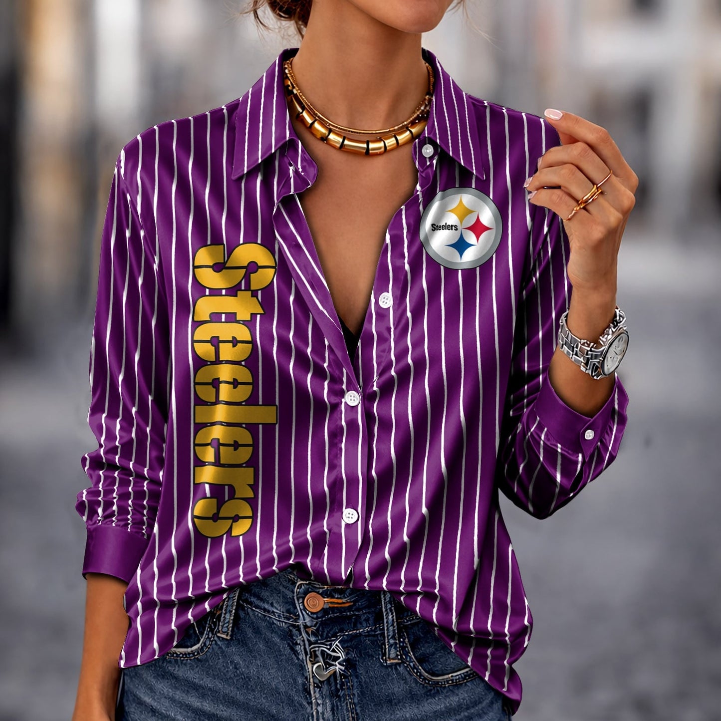 PREMIUM NFL X PIT Silk Women‘s Long Sleeved Shirt NDT NHM 190326