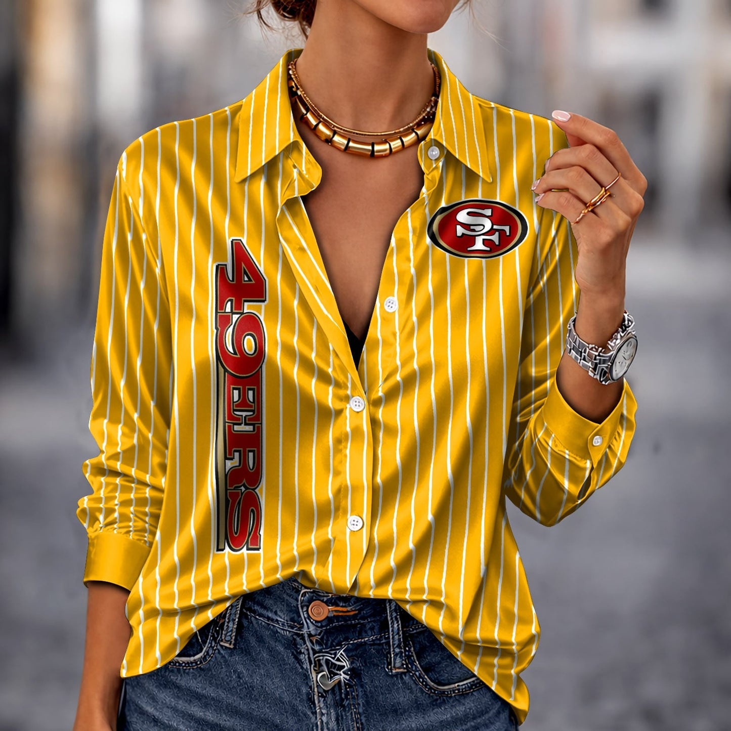 PREMIUM NFL X SF Silk Women‘s Long Sleeved Shirt NDT NHM 190326
