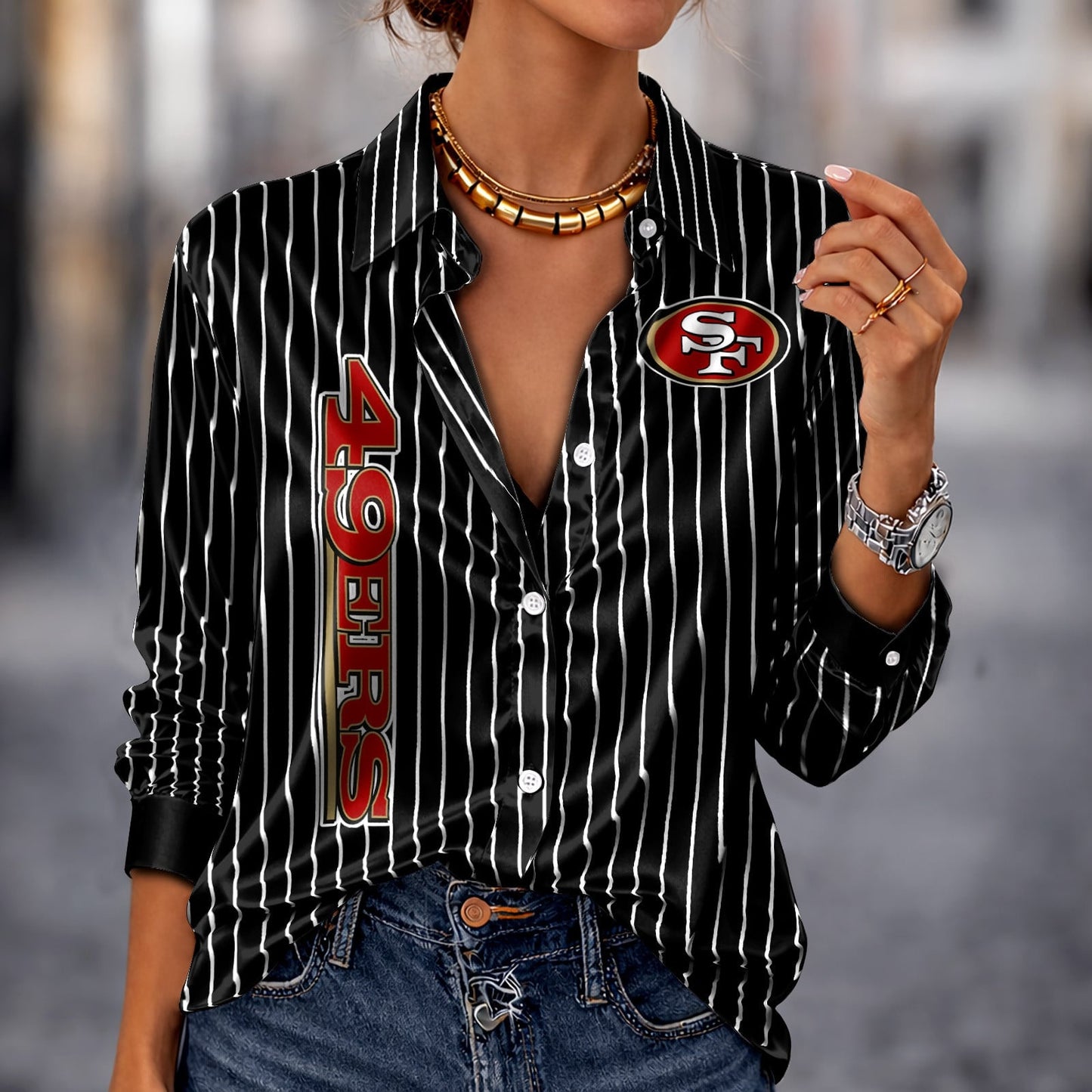 PREMIUM NFL X SF Silk Women‘s Long Sleeved Shirt NDT NHM 190326