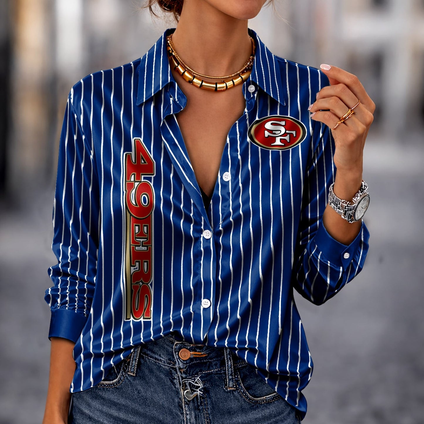 PREMIUM NFL X SF Silk Women‘s Long Sleeved Shirt NDT NHM 190326