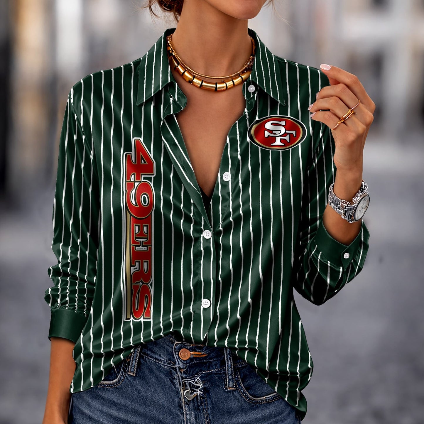 PREMIUM NFL X SF Silk Women‘s Long Sleeved Shirt NDT NHM 190326
