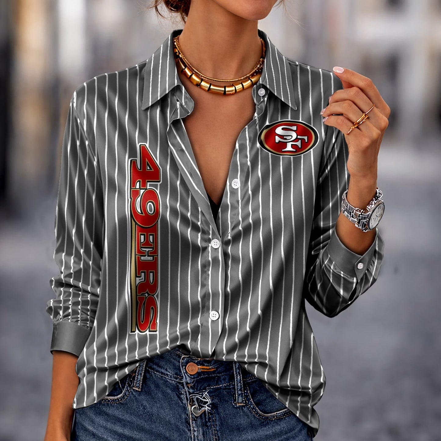 PREMIUM NFL X SF Silk Women‘s Long Sleeved Shirt NDT NHM 190326