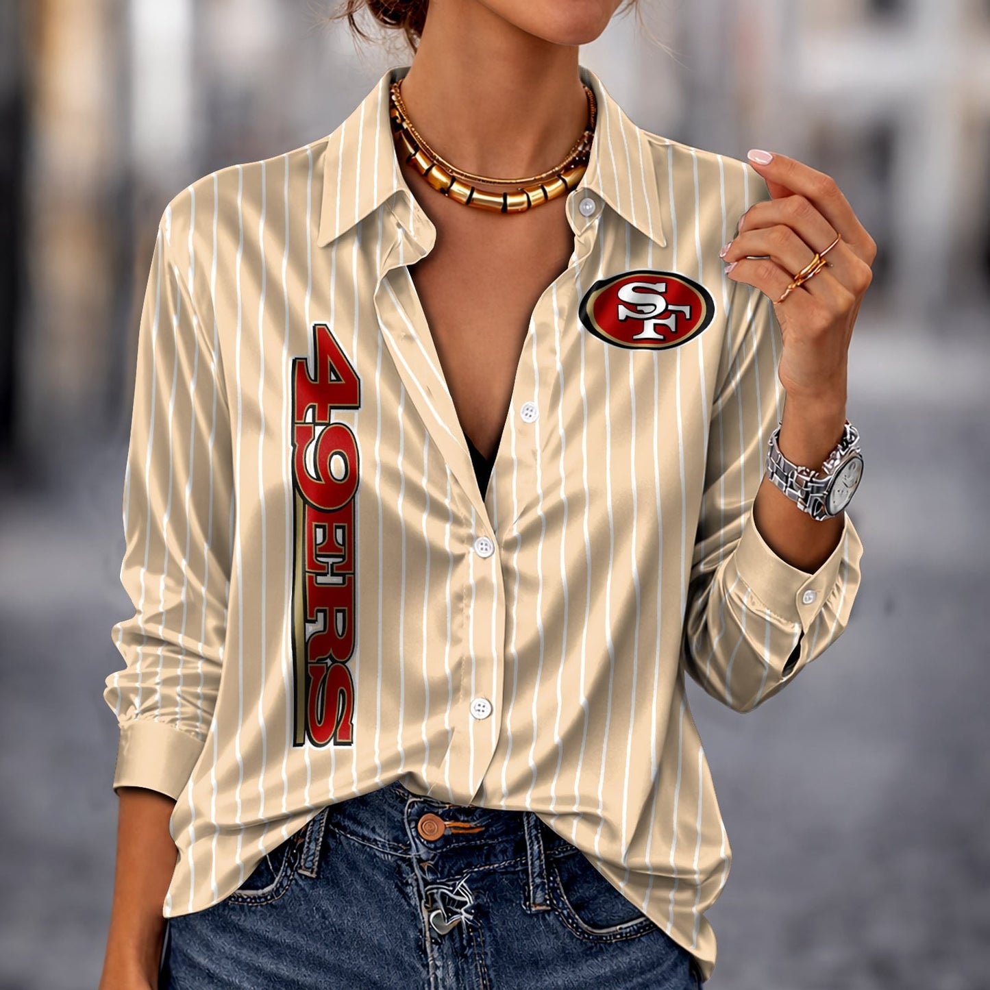 PREMIUM NFL X SF Silk Women‘s Long Sleeved Shirt NDT NHM 190326