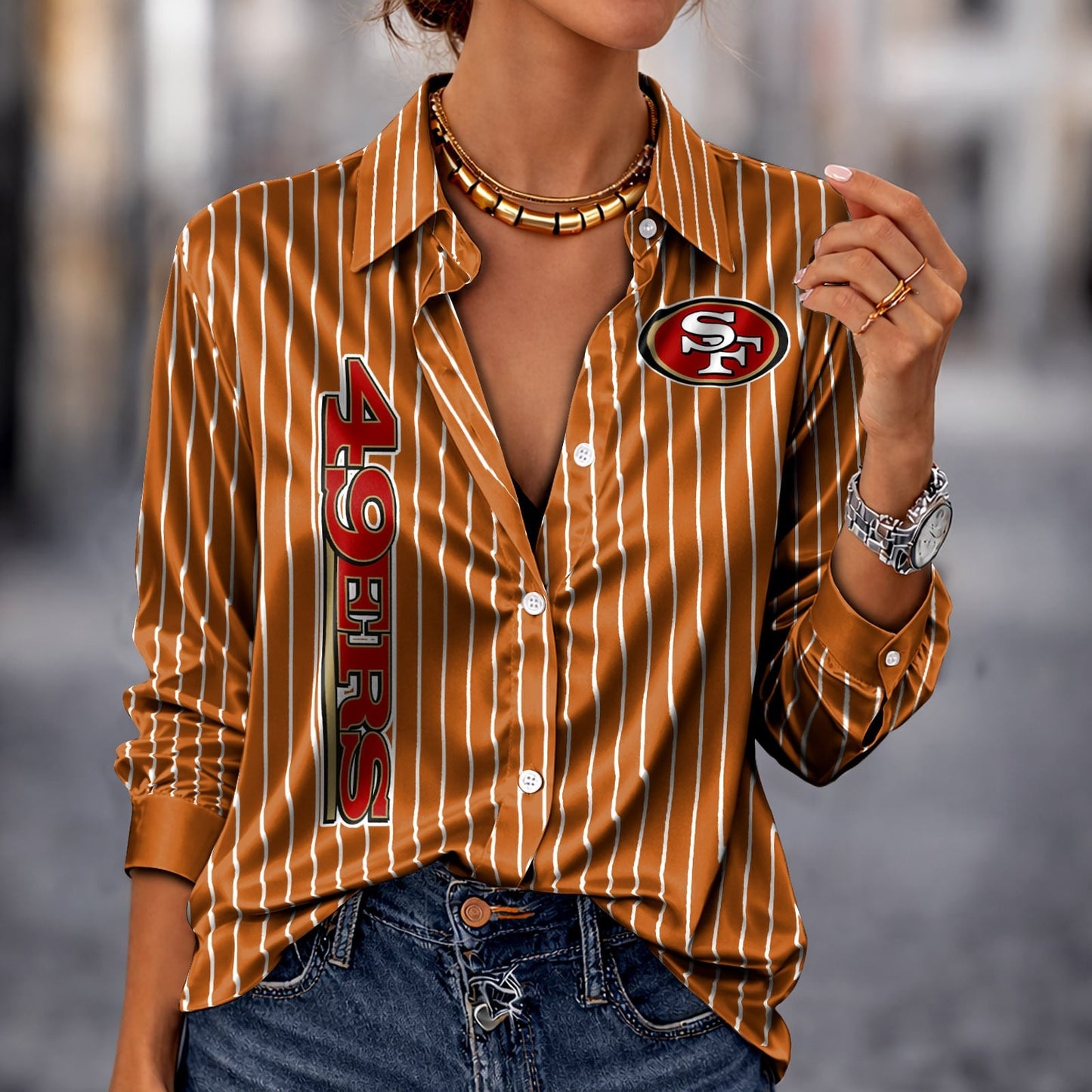 PREMIUM NFL X SF Silk Women‘s Long Sleeved Shirt NDT NHM 190326