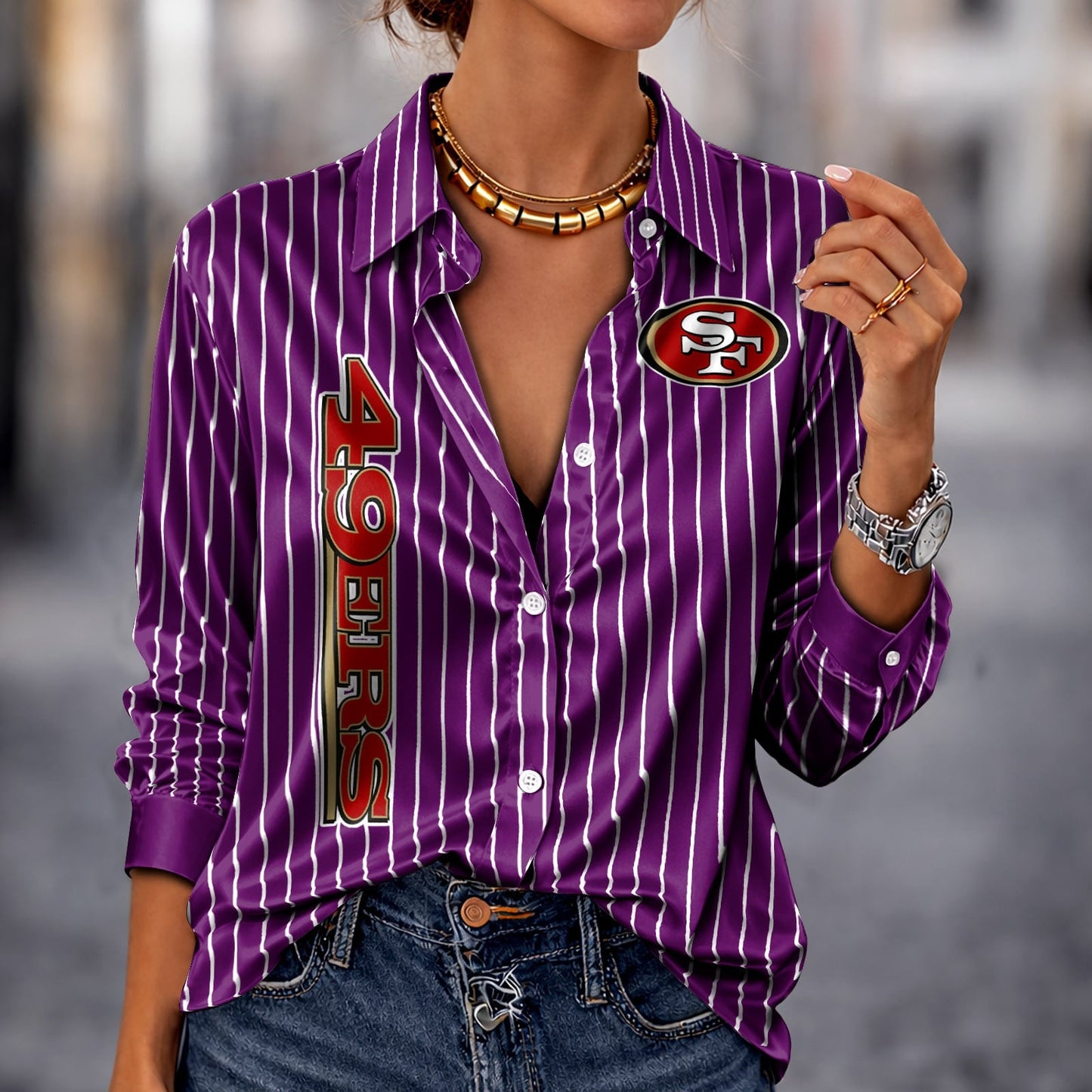 PREMIUM NFL X SF Silk Women‘s Long Sleeved Shirt NDT NHM 190326