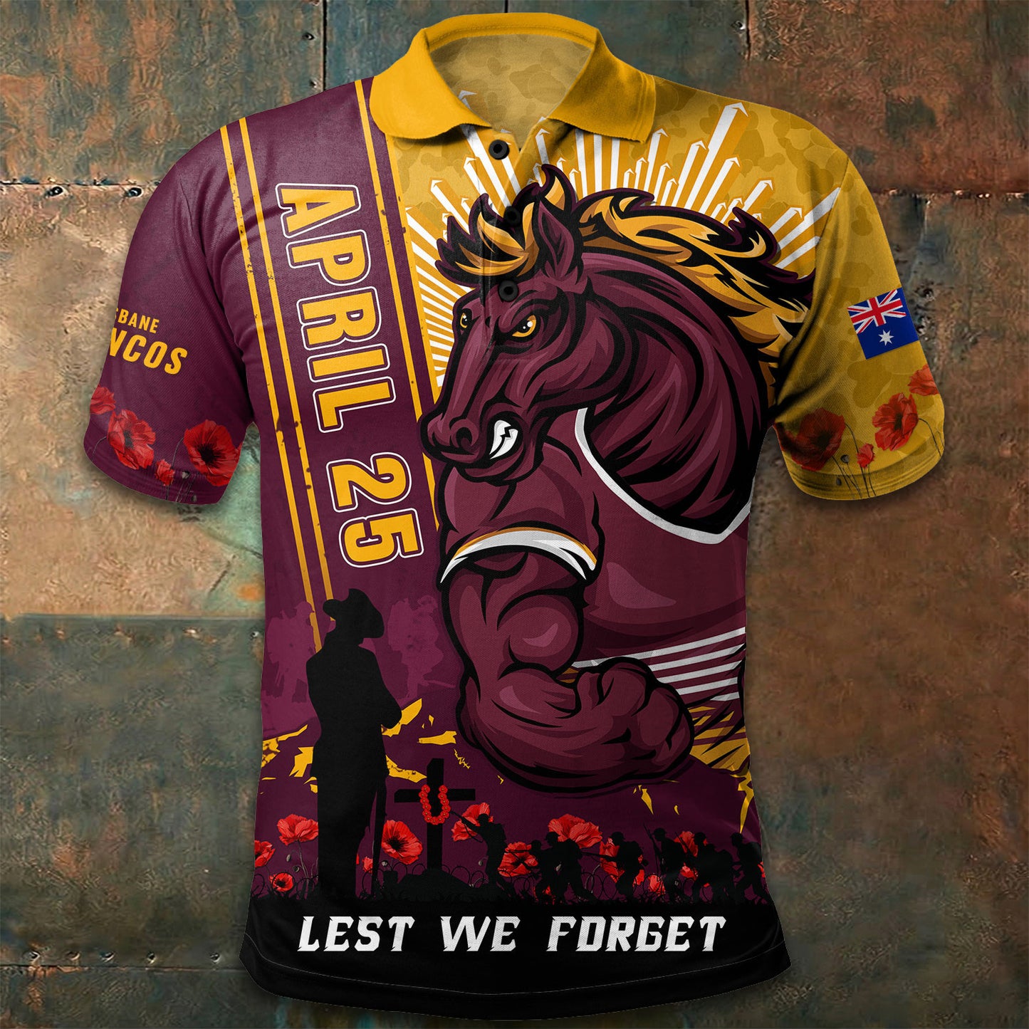 PREMIUM NRL X BB Polo Shirt Anzac Day Lest We Forget Strong Fighting NDT LVH