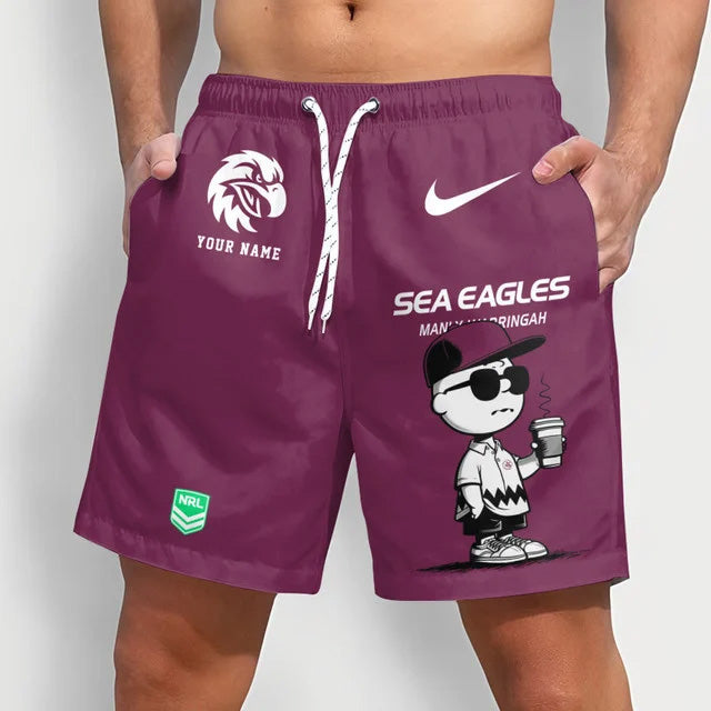 PREMIUM NRL X MWSE Cool Snoopy Men Short Pants Custom  Name  For Summer NDT NTN