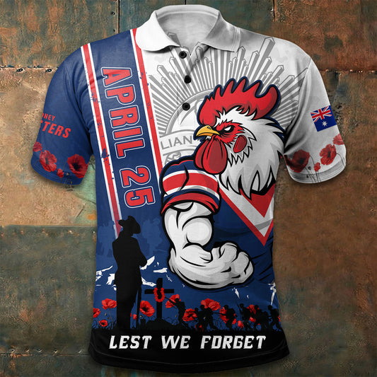 PREMIUM NRL X SR Polo Shirt Anzac Day Lest We Forget Strong Fighting NDT LVH
