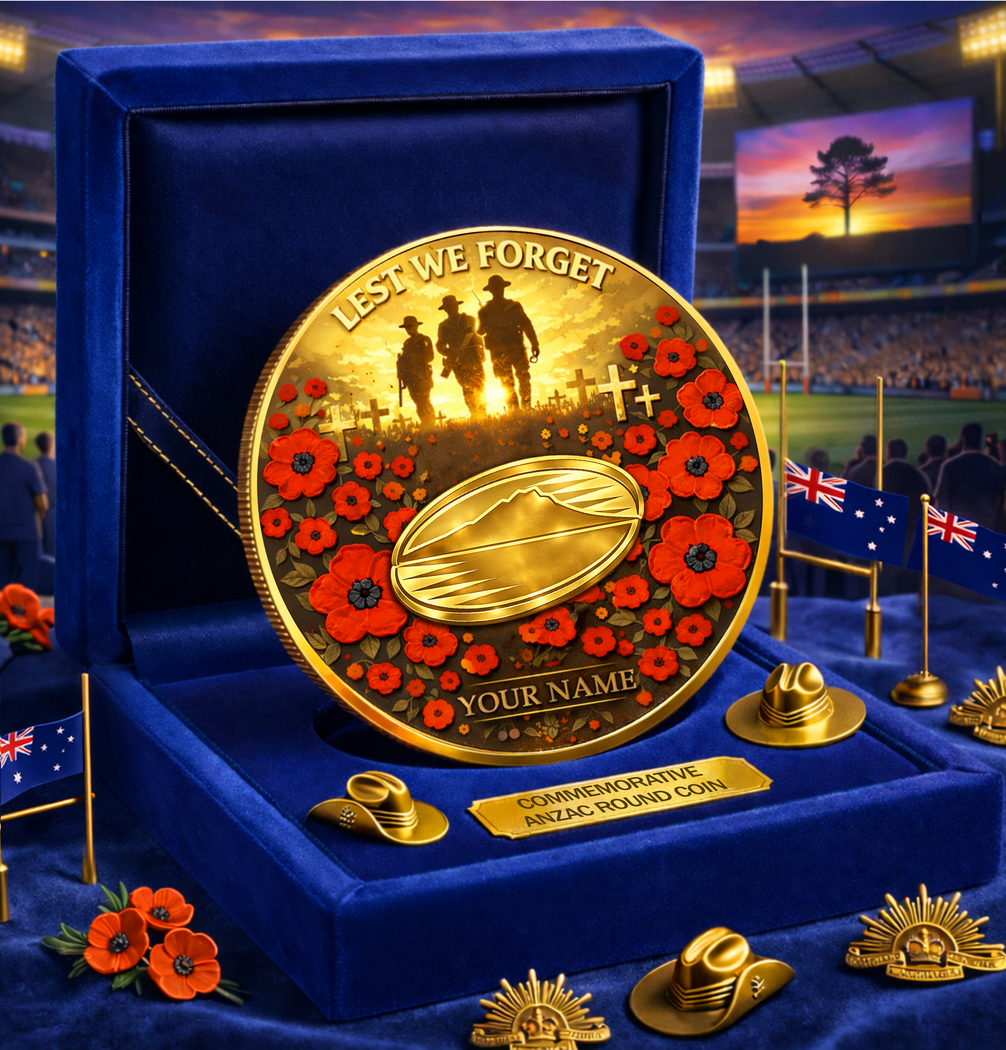 PREMIUM SRP X BLU Anzac Day 2026 Commemorative Coin Custom Name Limited Edition NDT VHM