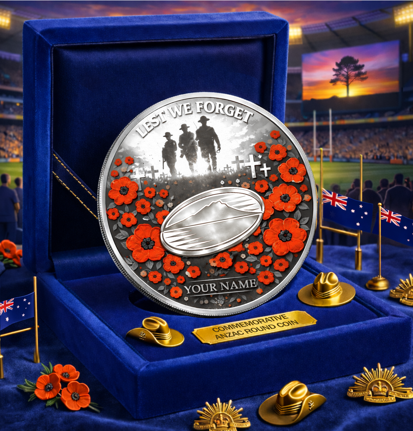 PREMIUM SRP X BLU Anzac Day 2026 Commemorative Coin Custom Name Limited Edition NDT VHM