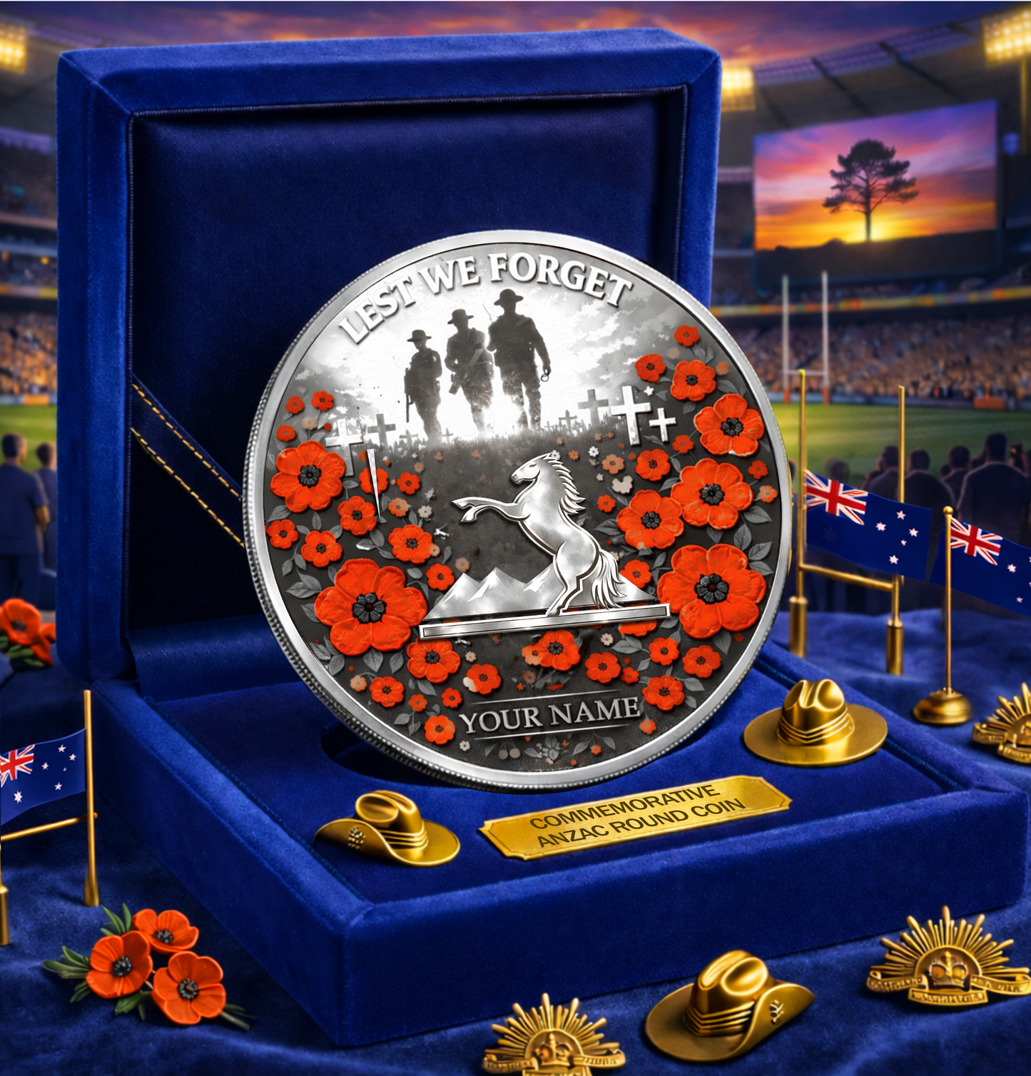 PREMIUM SRP X BRU Anzac Day 2026 Commemorative Coin Custom Name Limited Edition NDT VHM