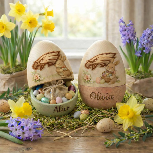 PREMIUM 𝗡𝗙𝗟 X PHI  Personalized Hollow Wooden Easter Egg NDT NHM 270226