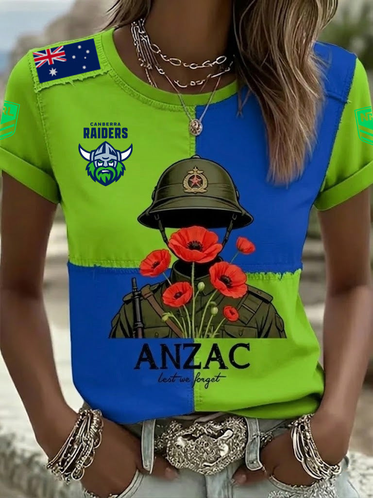 PREMIUM NRL X CR Women's Australia Anzac Day Lest We Forget Short Sleeve Shirt NDT NTN 190326