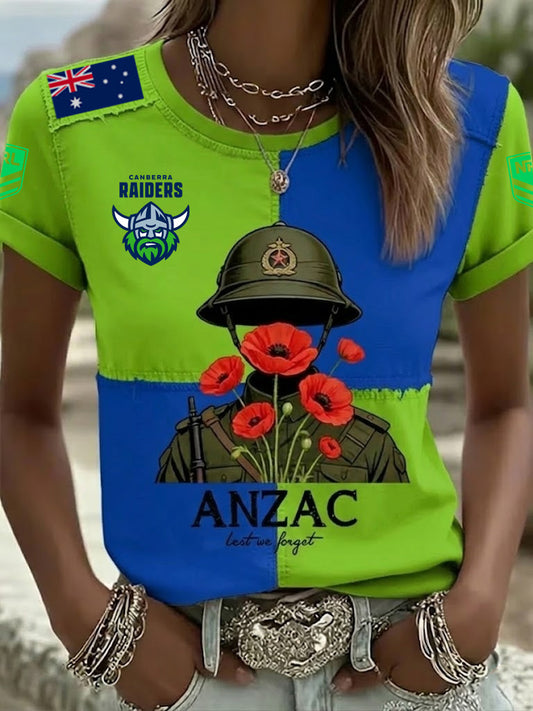PREMIUM NRL X CR Women's Australia Anzac Day Lest We Forget Short Sleeve Shirt NDT NTN 190326