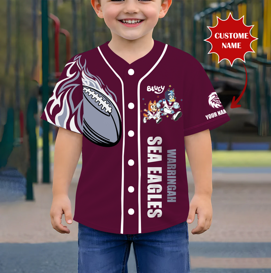 PREMIUM NRL X MWSE BLUEY Youth Baseball Jersey Limited Editions NDT VHM 190326