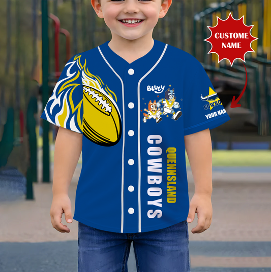 PREMIUM NRL X NQC BLUEY Youth Baseball Jersey Limited Editions NDT VHM 190326