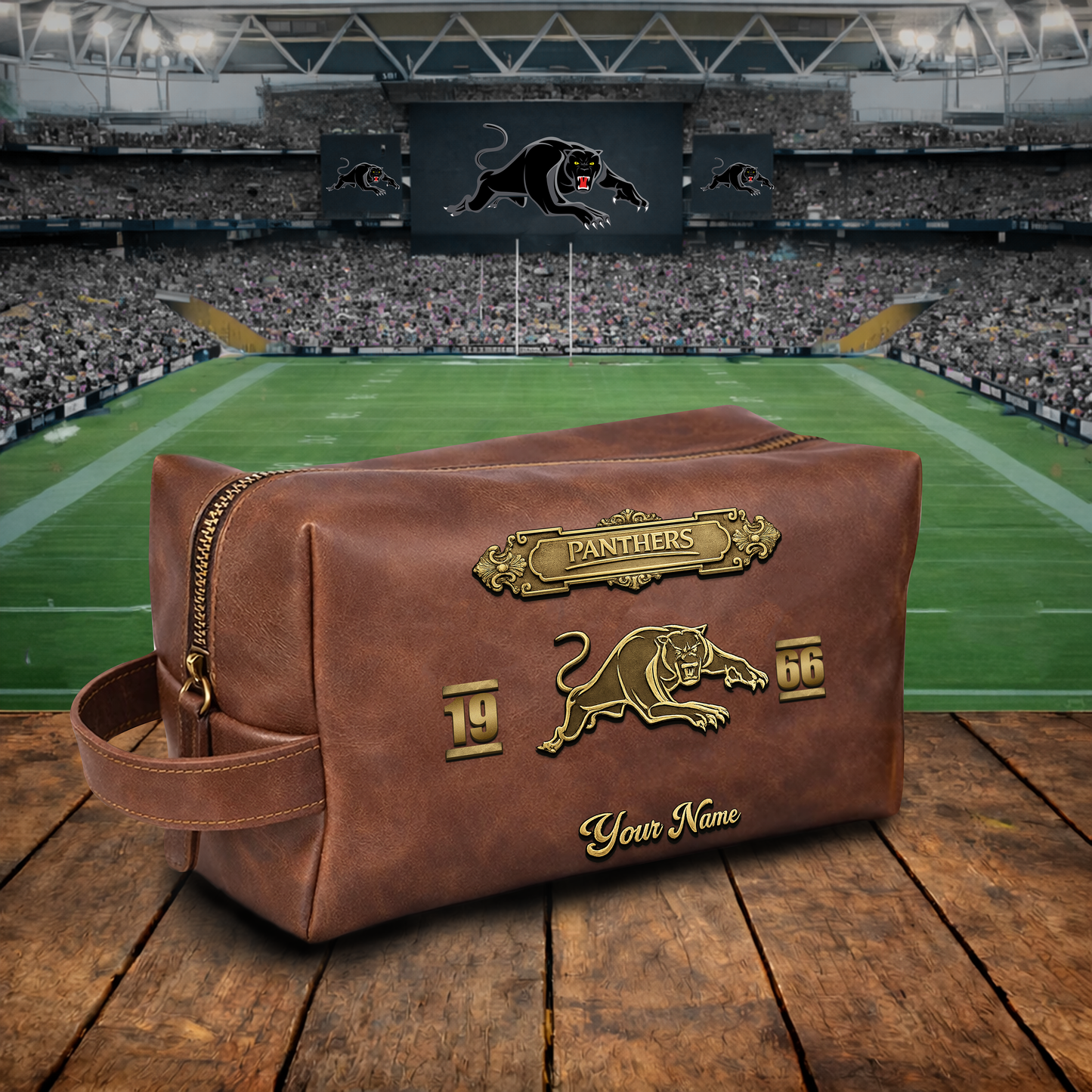 PREMIUM NRL  X PP 3D EMBOSSED LEATHER TOILETRY BAG Limited Edition NDT VHM
