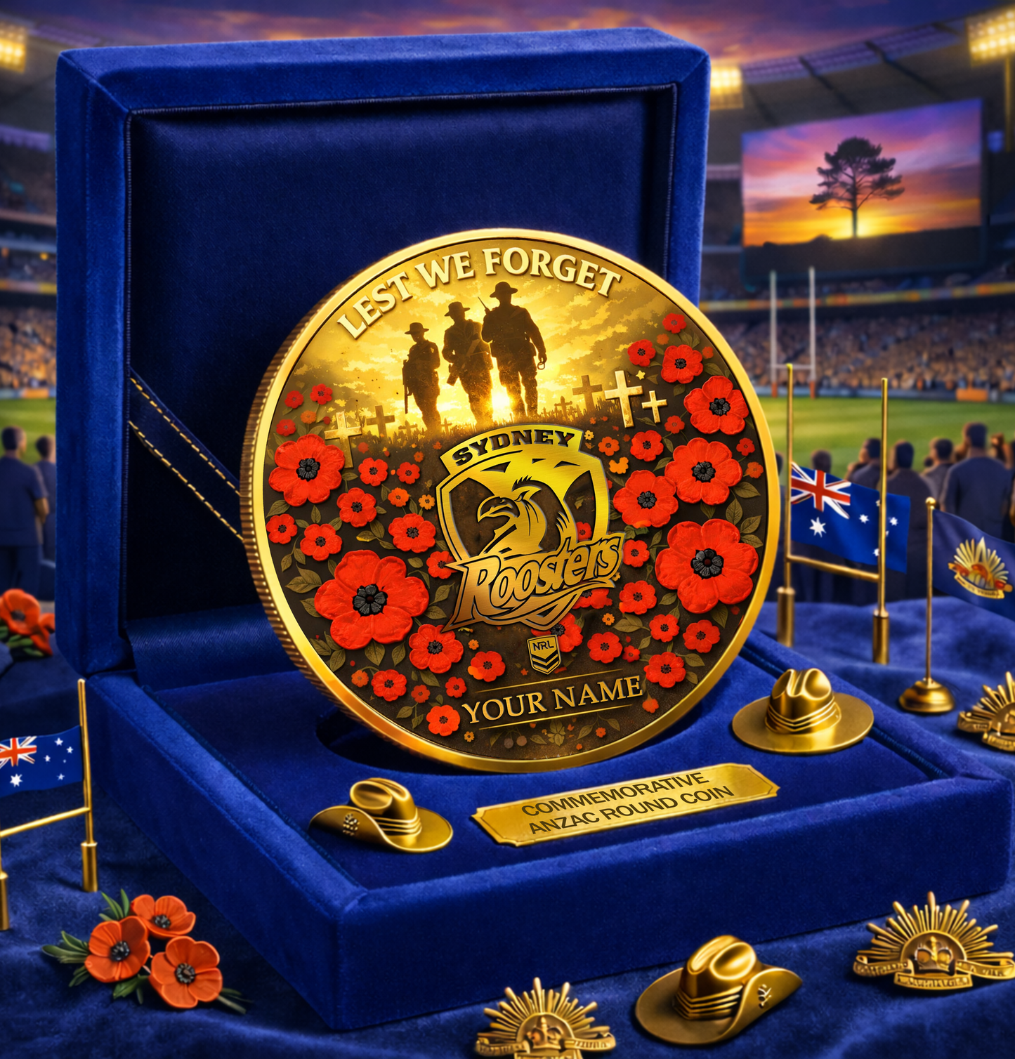 PREMIUM NRL X SR Anzac Day 2026 Commemorative Coin Custom Name Limited Edition NDT VHM 160326
