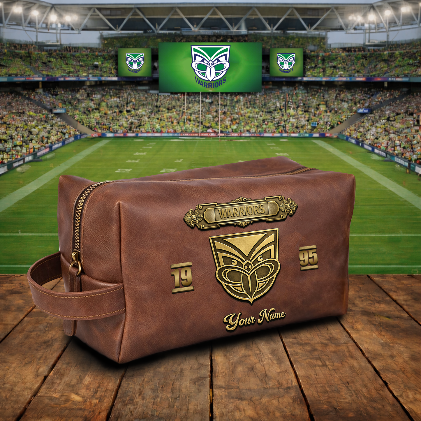 PREMIUM NRL  X WAR 3D EMBOSSED LEATHER TOILETRY BAG Limited Edition NDT VHM