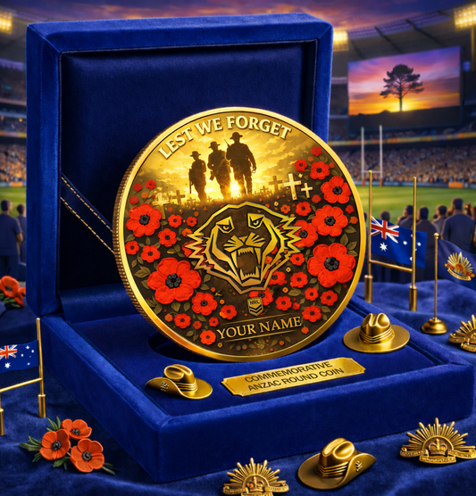 PREMIUM NRL X WT Anzac Day 2026 Commemorative Coin Custom Name Limited Edition NDT VHM 160326