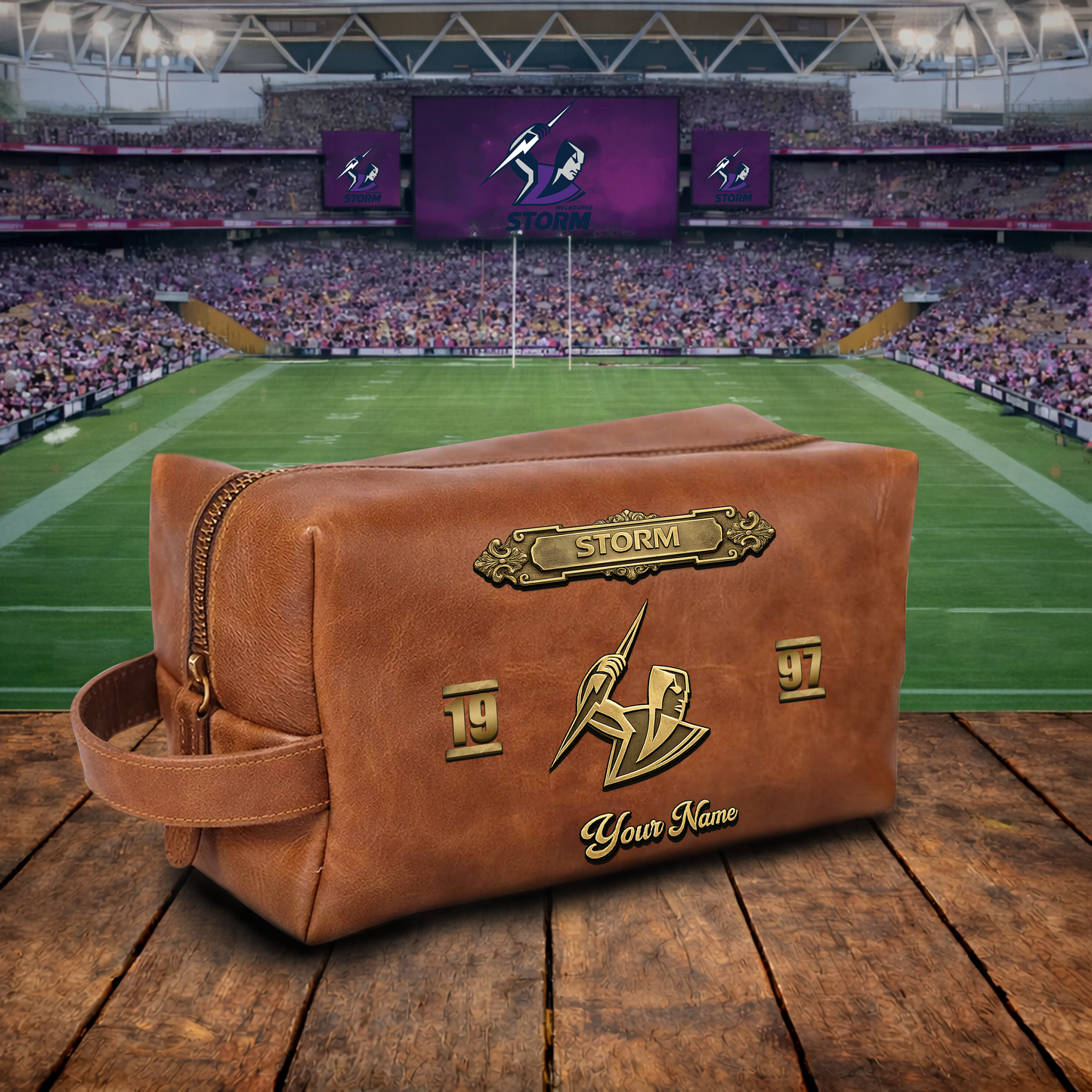 PREMIUM NRL  X MS 3D EMBOSSED LEATHER TOILETRY BAG Limited Edition NDT VHM