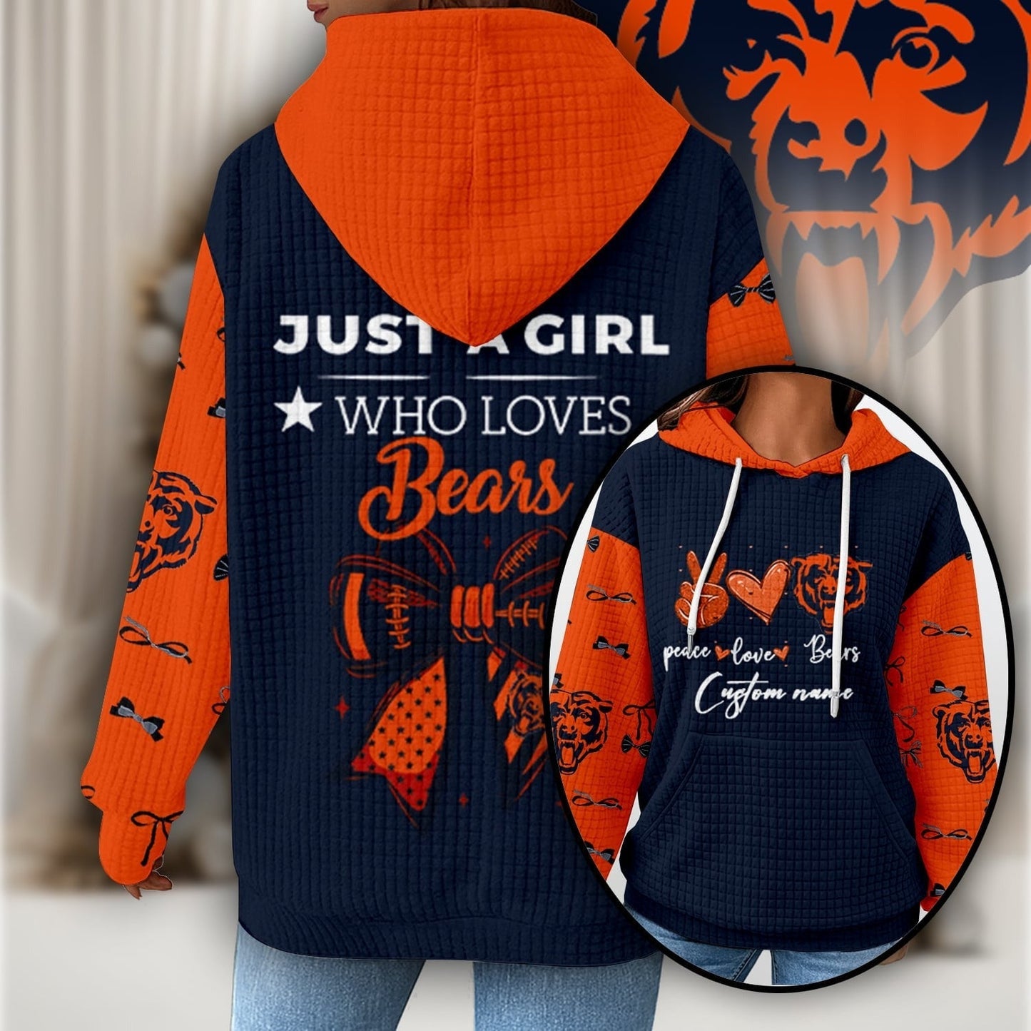 Premium NFL X CHI Women's Waffle Hoodie NDT NHM