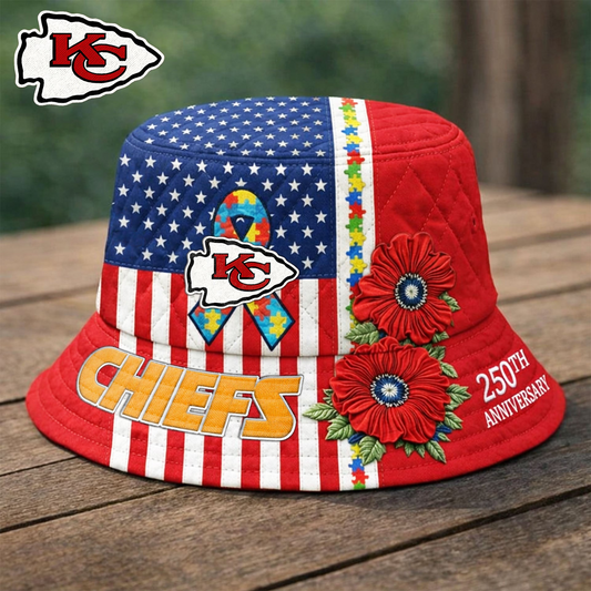 Premium NFL X KCC Autism 250th Anniversary Bucket Hat  NDT VHM