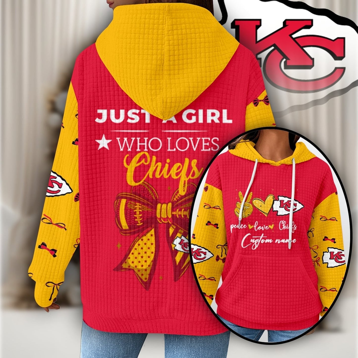 Premium NFL X KCC Women's Waffle Hoodie NDT NHM