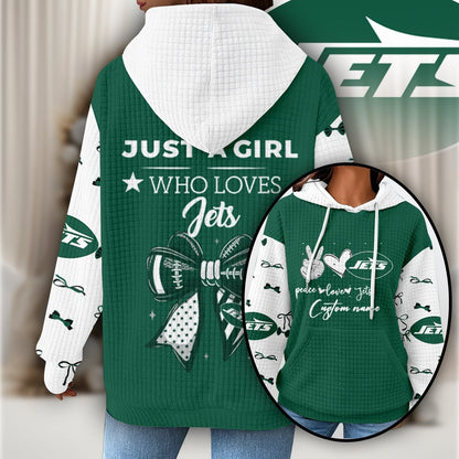 Premium NFL X NYJ Women's Waffle Hoodie NDT NHM