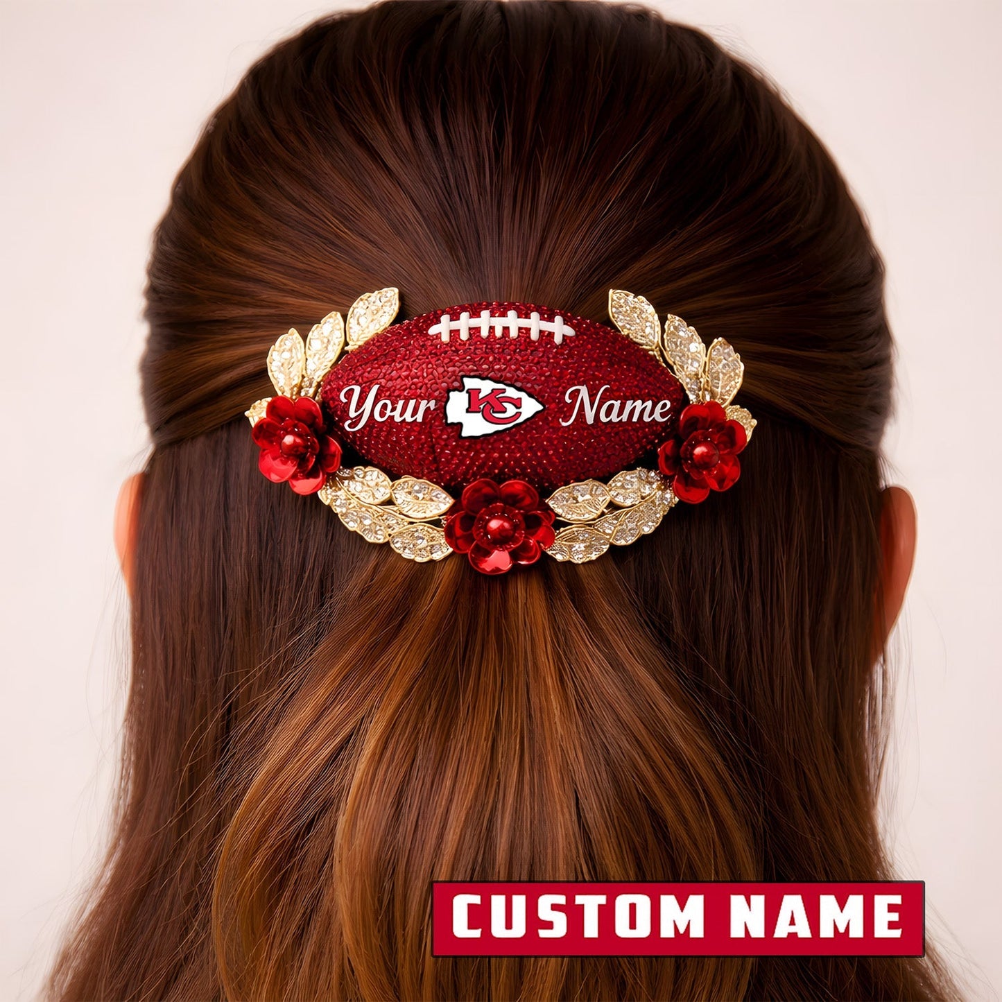 Premium NFL x Kansas City Chiefs Personalized Women's Hair Pin - Valentine Edition NDT LVH
