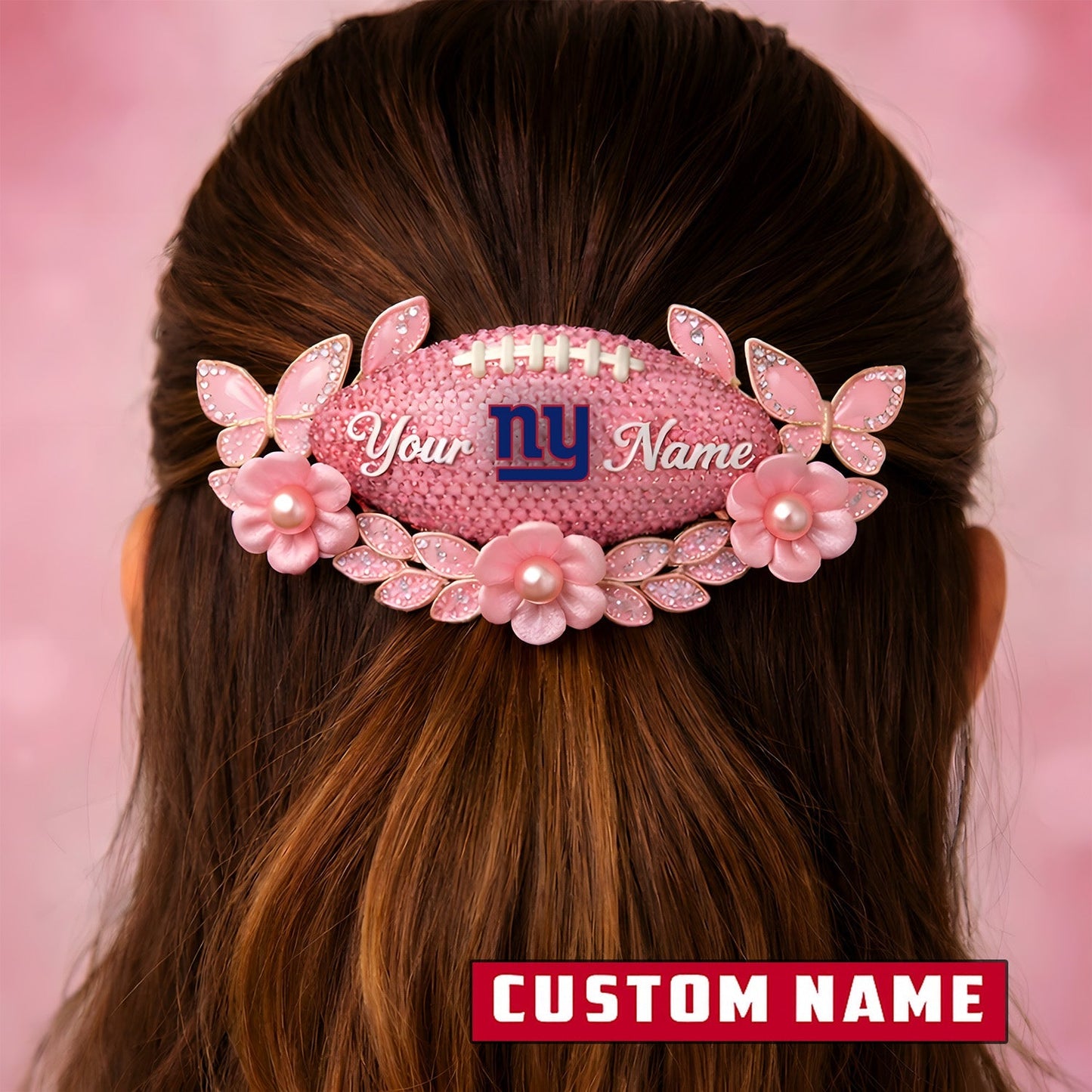 Premium NFL x New York Giants Personalized Women's Hair Pin - Valentine Edition NDT LVH