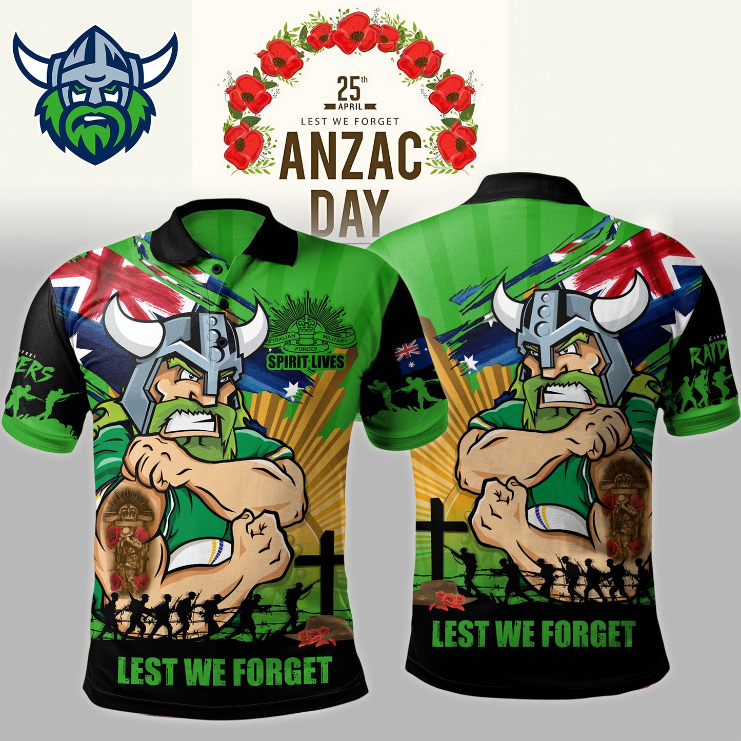 Premium NRL X CR Polo Shirt Fearless ANZAC Defender NDT NHM