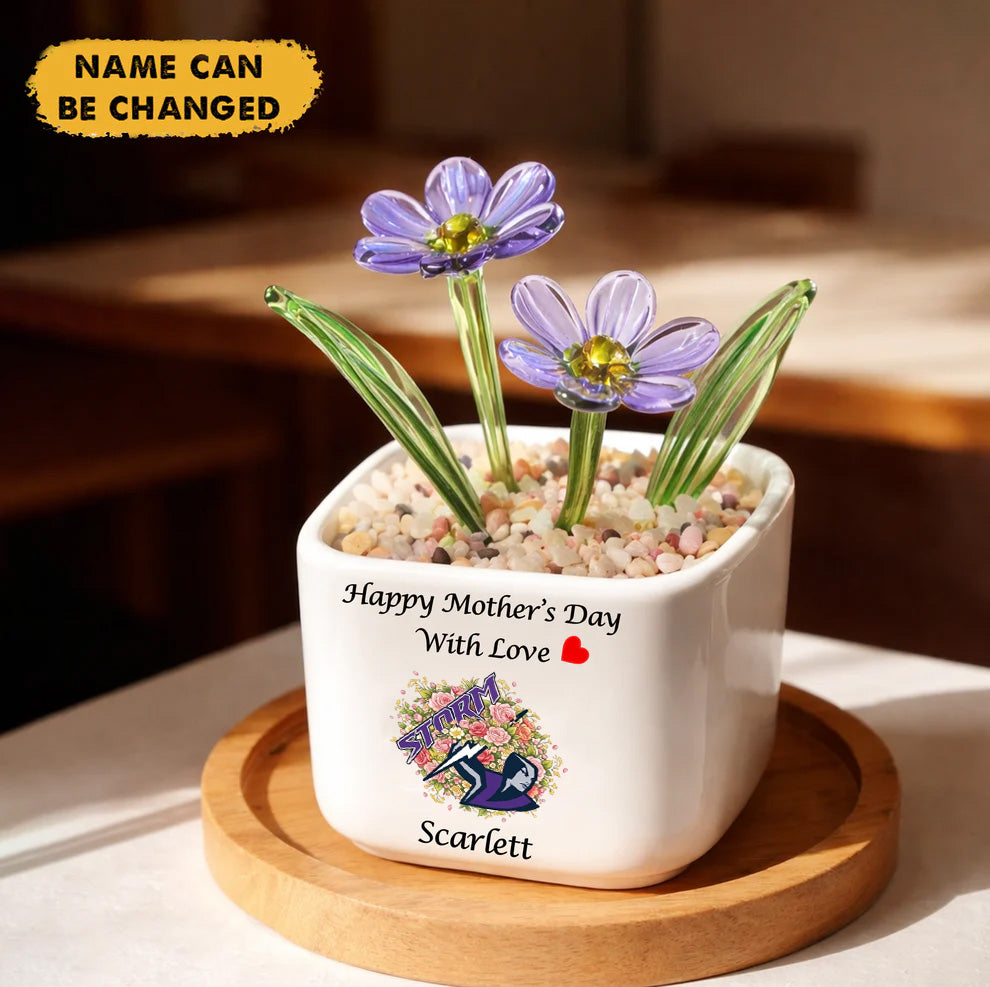 Premium NRL  X MS Birth Flowers Of April Glass Pot For Mother NDT NTN
