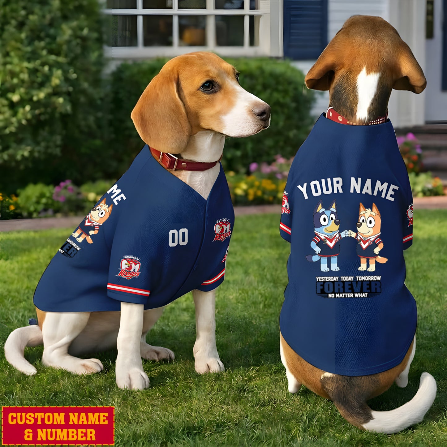 Premium NRL x SR Bluey & Bingo Pet Shirt Custom Name & Number Limited Edition NDT LVH