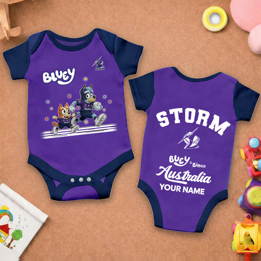 Premium x MS Bluey & Bingo  Baby Romper Custom Name For Kids V3 NDT LVH