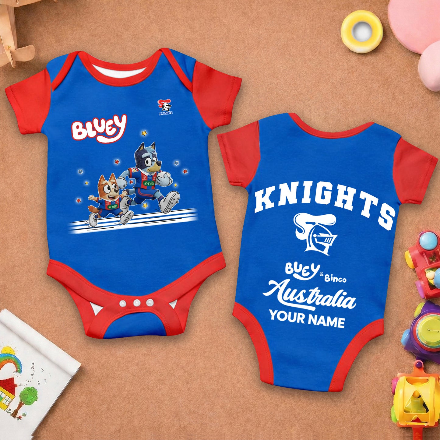Premium x NK Bluey & Bingo  Baby Romper Custom Name For Kids V3 NDT LVH