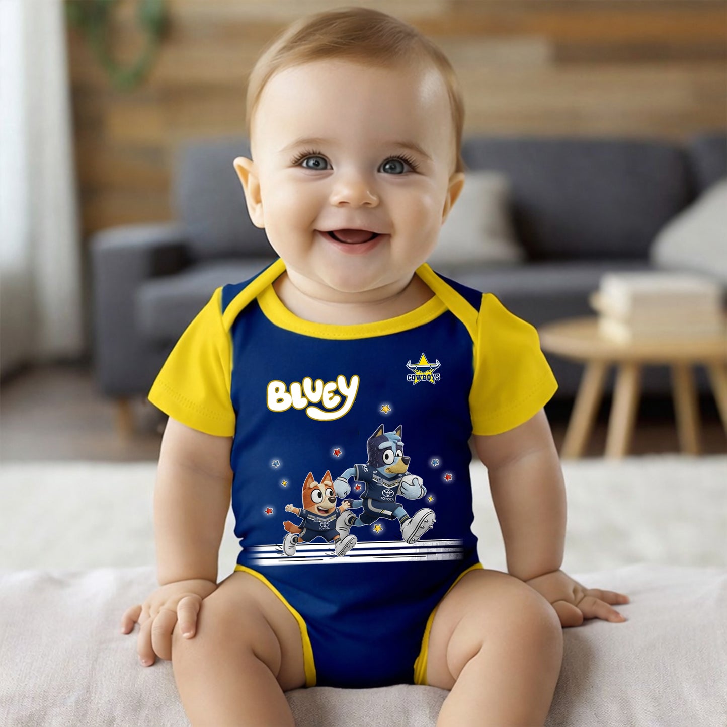 Premium x NQC Bluey & Bingo  Baby Romper Custom Name For Kids V3 NDT LVH