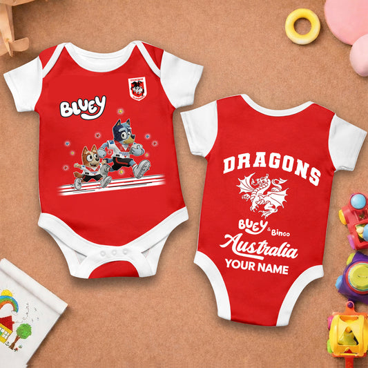 Premium x SID Bluey & Bingo  Baby Romper Custom Name For Kids V3 NDT LVH
