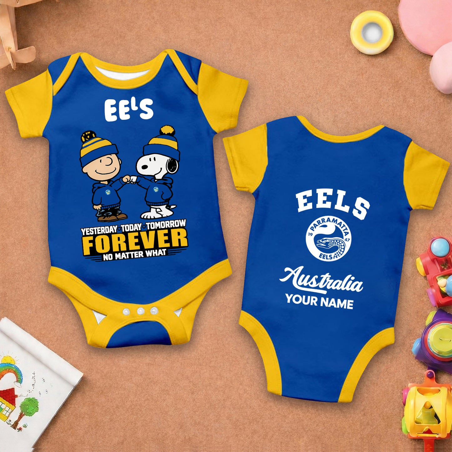 Premium NRL  x PE New Baby Romper Peanuts Custom Name For Kids NDT LVH 110326