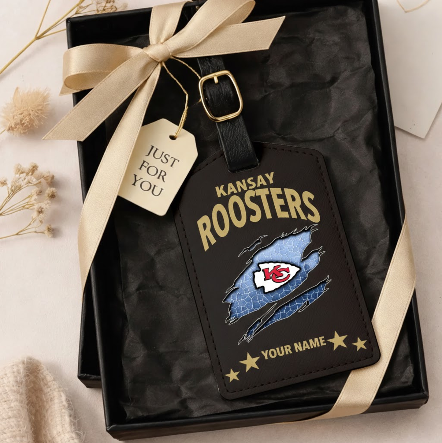 Premium NFL x KC Personalized Leather Luggage Tag NDT VHM 170126