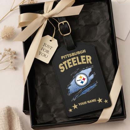 Premium NFL x PIT Personalized Leather Luggage Tag NDT VHM 170126