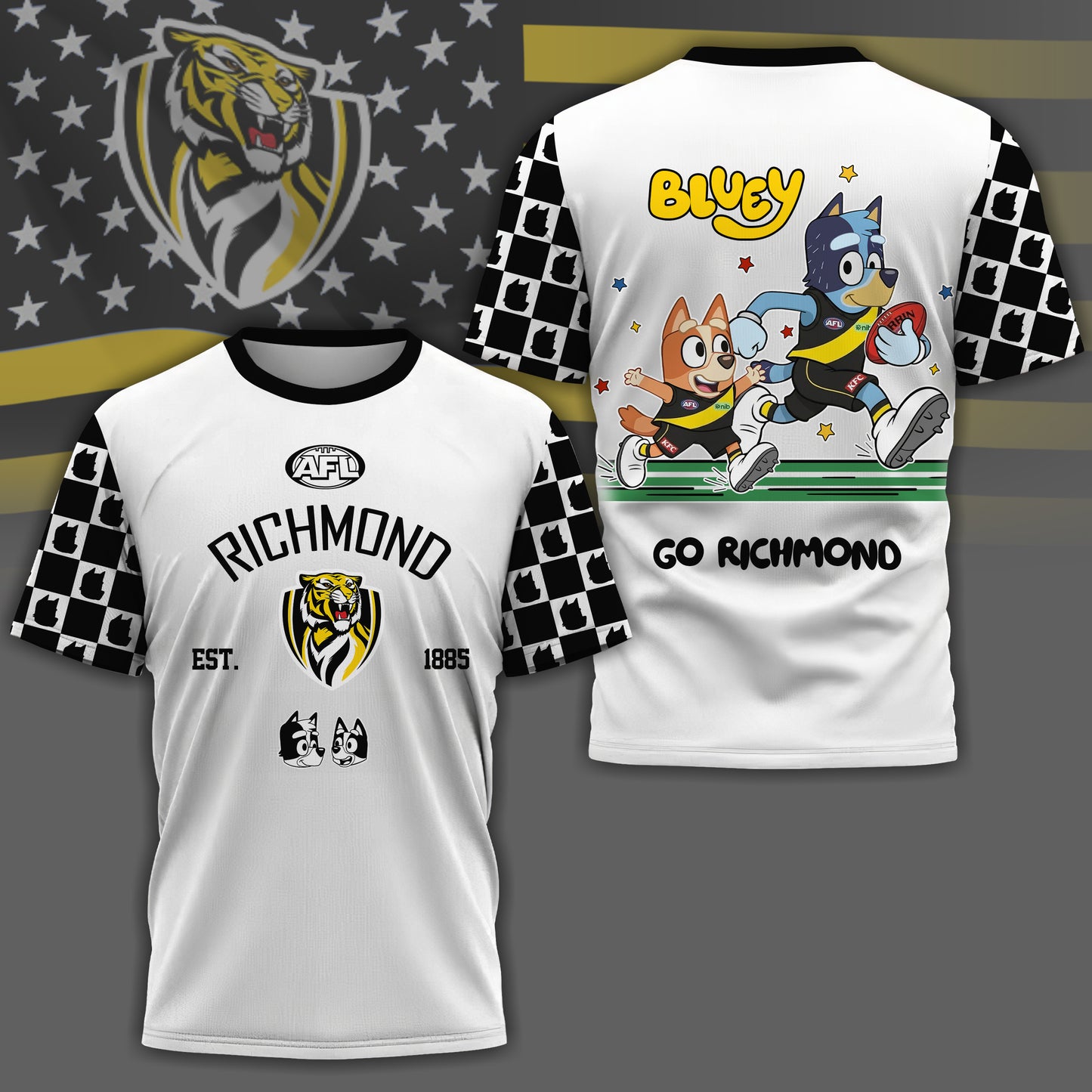 RT x AFL Premium Bluey 3D Shirt DDT TTTZ