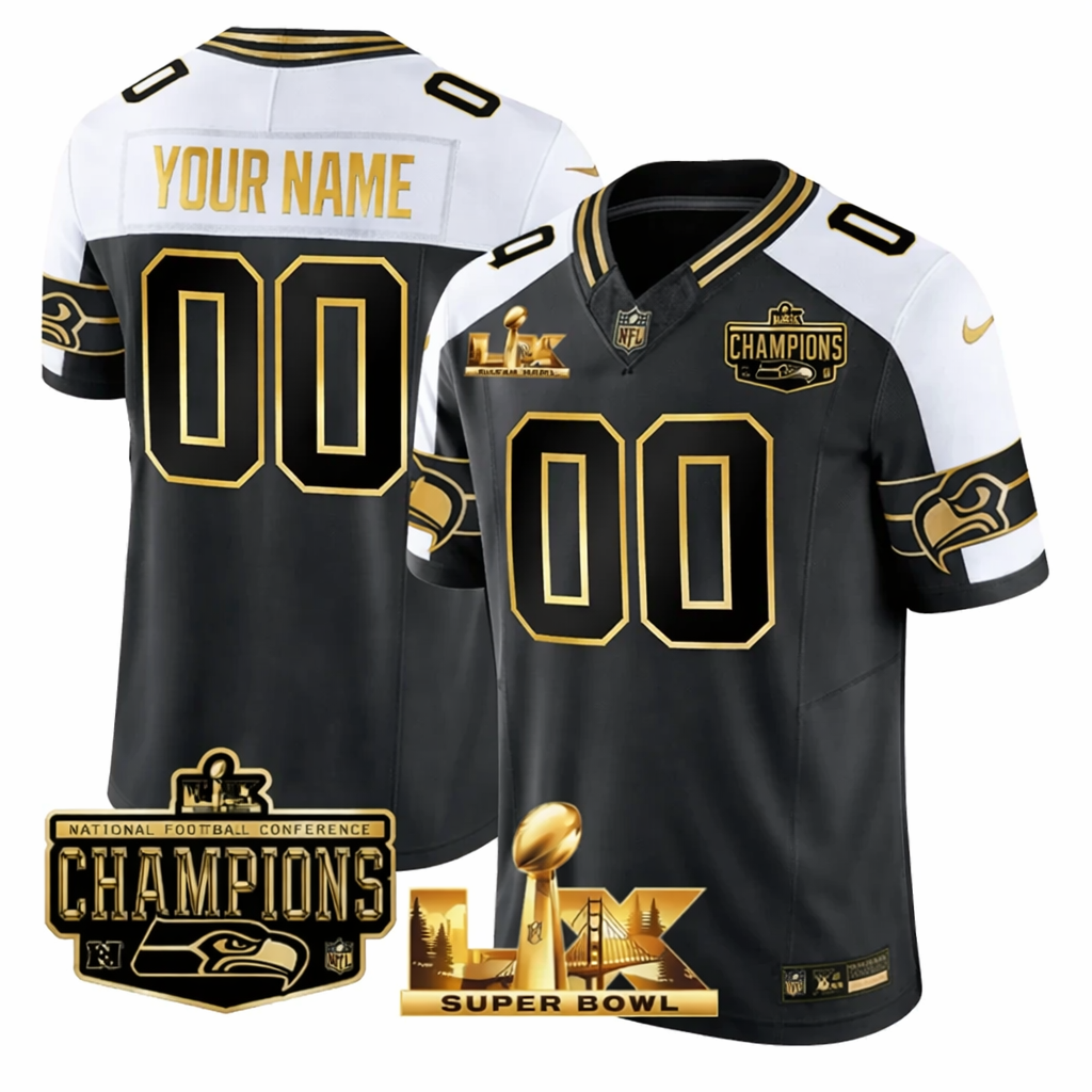 SEA NFC Champs & S.B LX Patch Gold Vapor Jersey DDT  NTL