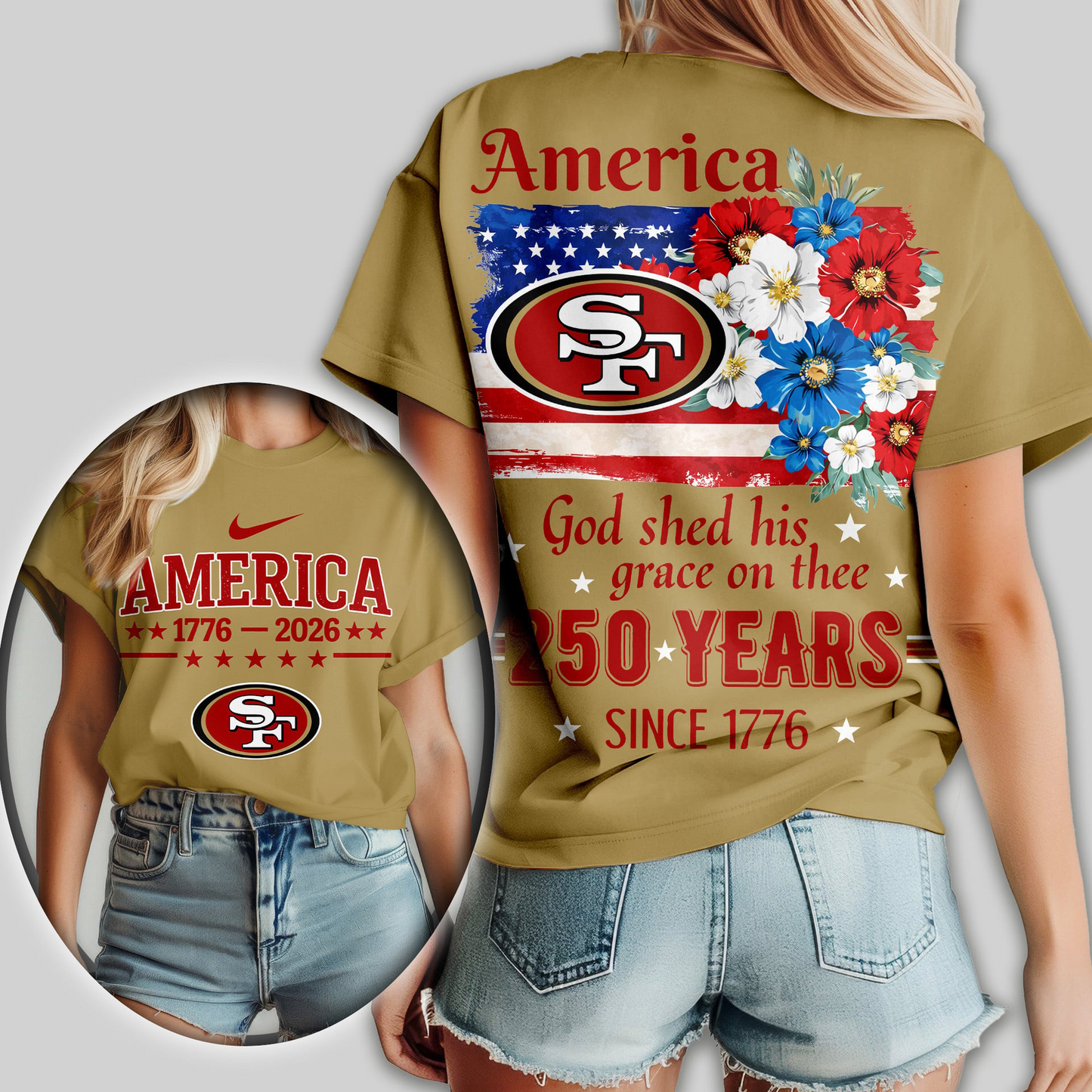 SF49 Premium NFL America God Shed His Grace On Thee Women Shirt DDT  NTL