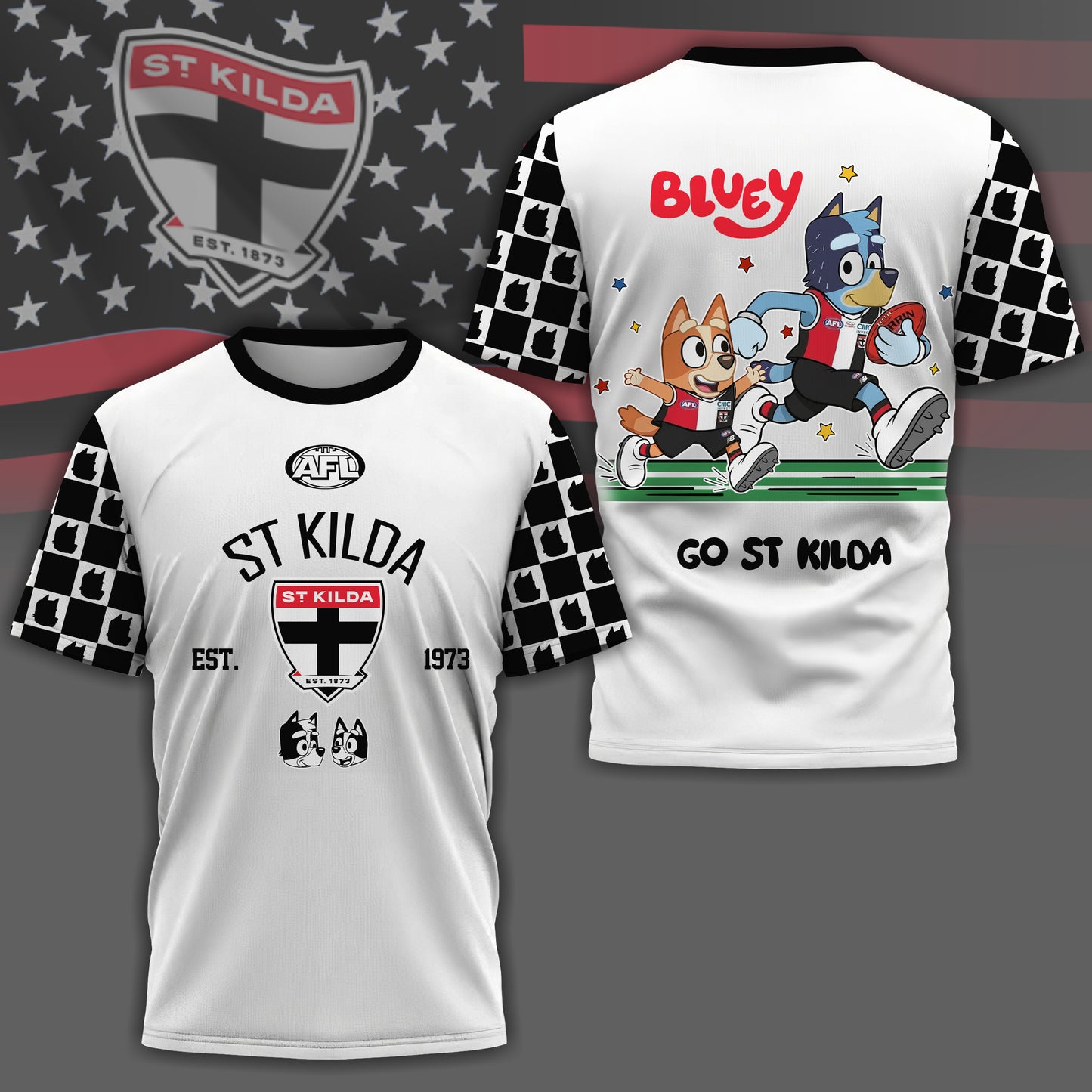 SK x AFL Premium Bluey 3D Shirt DDT TTTZ