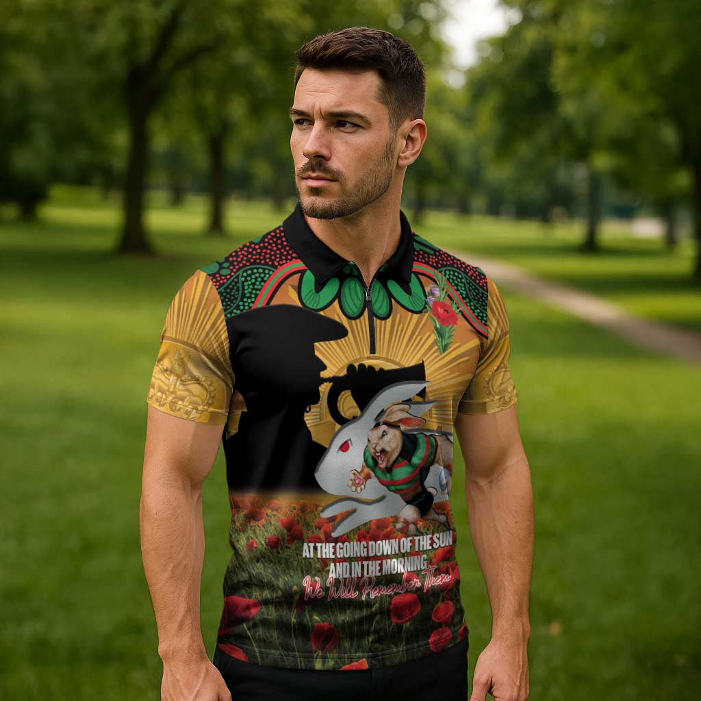 SOU x NRL Rugby ANZAC Day Zipper Polo Shirt Last Post Poppy We Will Remember Them LT14 DatND DVT
