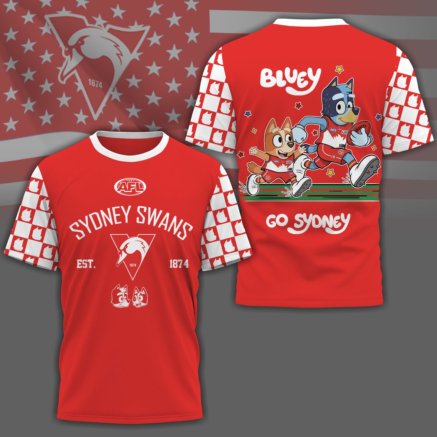 SS x AFL Premium Bluey 3D Shirt DDT TTTZ